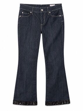 💙 Liu Jo Bottom Up Glam Dark Wash Bootcut Jeans with Sequin Hem – Size 28 (NWT)💙
